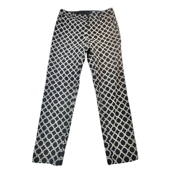 Talbots Pants - Talbots 8 Hampshire Ankle Pants Black White Geometric Print Stretch Cotton Blend
